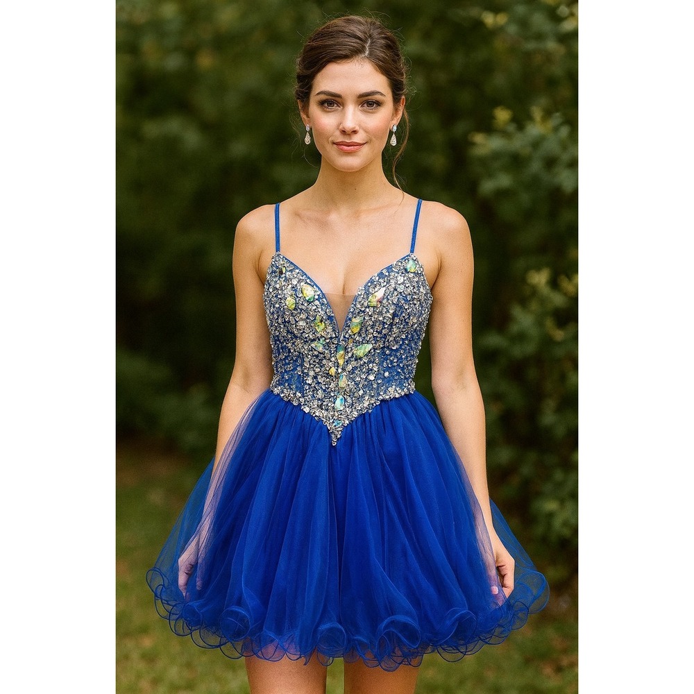 New Aspeed Design Royal Blue Fit‎ & Flare Prom Dress, Size M, Style No. S1410